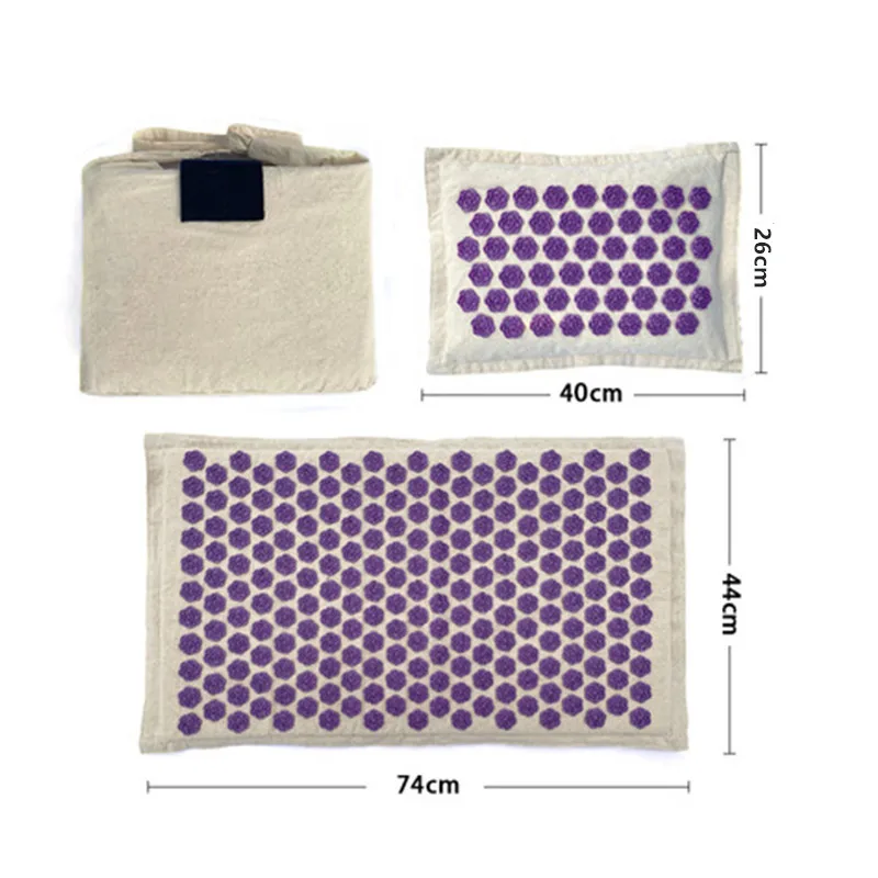 Tappetino per cuscino sportivo in lino naturale con palmo di cocco, tappetino per yoga, con borsa, cuscino per tappetino per digitopressione con punta di loto