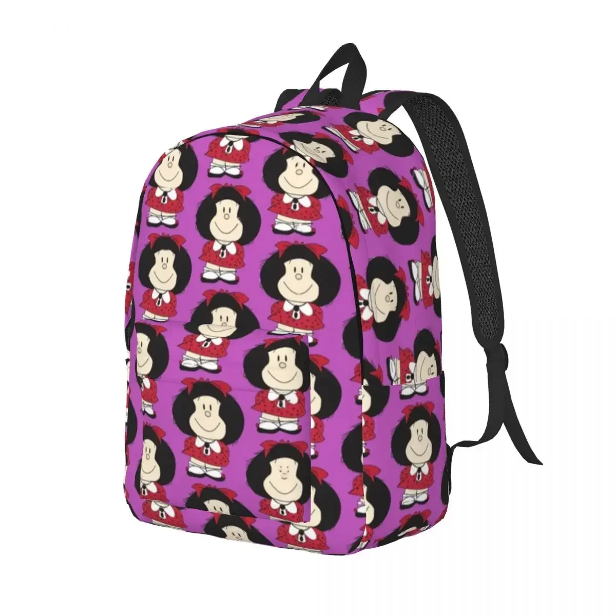 Happy Mafalda dla nastolatków Student School Bookbag Kawaii Cartoon Canvas Daypack Elementary High College Gift