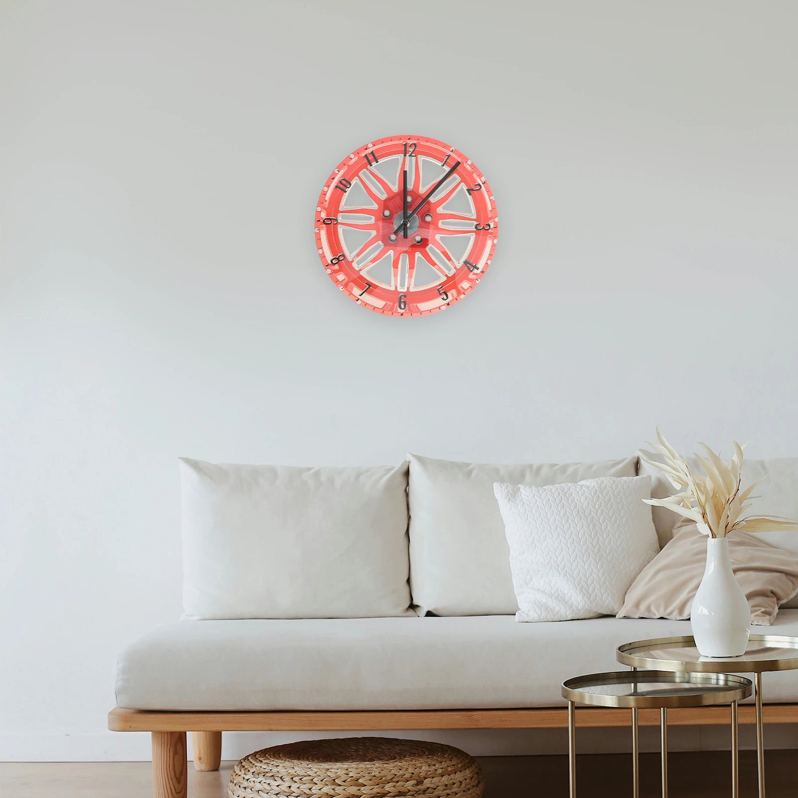 

Creative 3D Car Wheel Wall Clock Large Retro Silent Quartz Movement Decorative Wall Clock for Living Room Bedroom Office