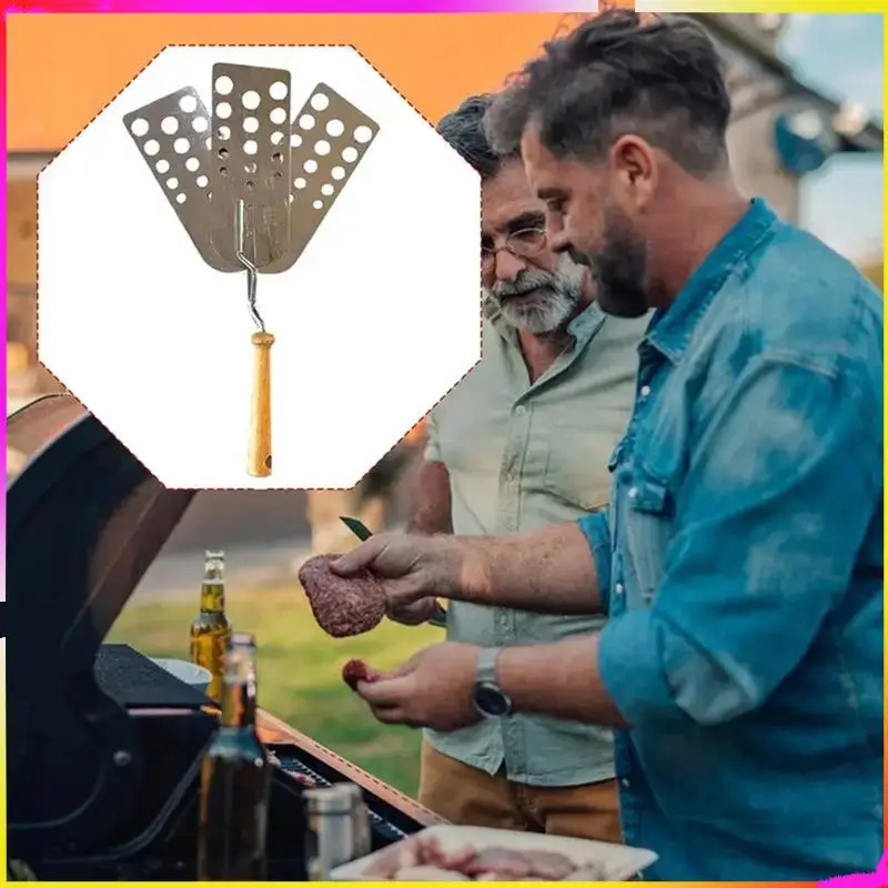 M04K уличная лопатка для барбекю из нержавеющей стали с прорезями, портативный скребок для гамбургеров, посуда