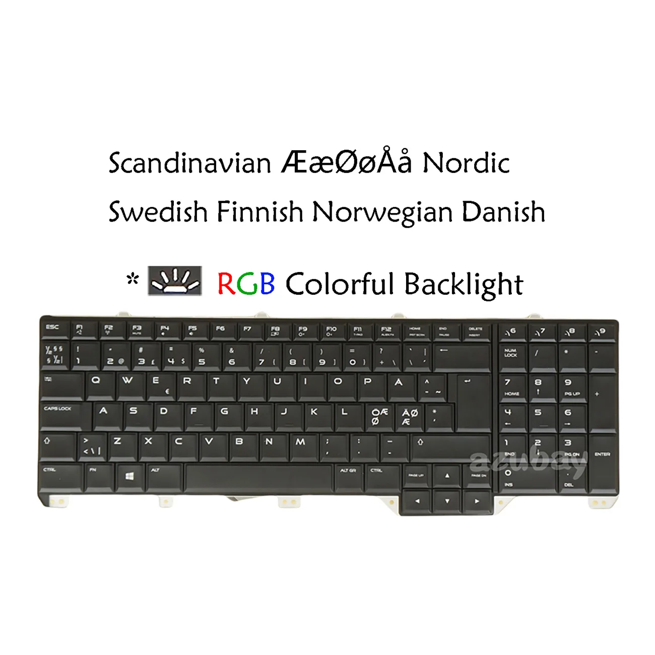 RGB Backlit Laptop Keyboard for Dell Alienware 17 R2 17 R3, 0GJNWD 0WHRWD - German QWERTZ / Swedish Finnish Danish Norwegian