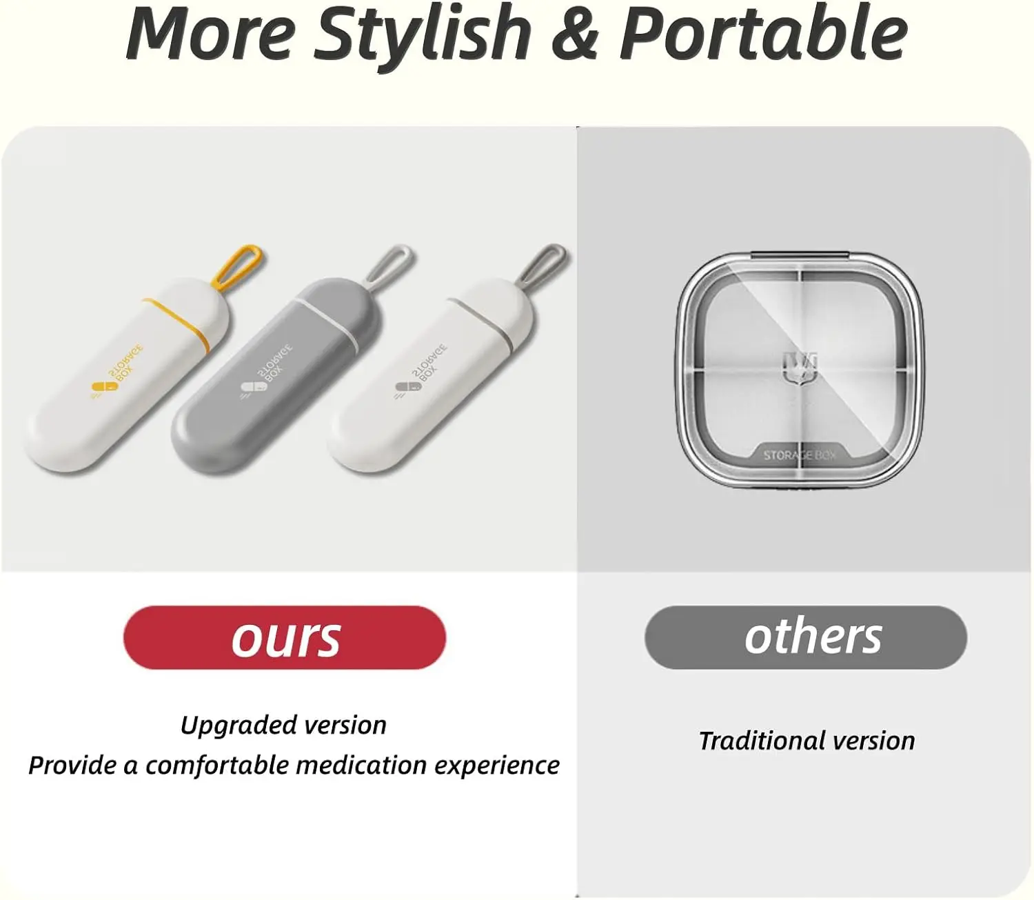 منظم حبوب الدواء 3 مقصورات علبة حبوب منع الحمل المحمولة السفر صندوق حبوب مقاوم للرطوبة للأقراص الفيتامينات مكملات زيت كبد سمك القد