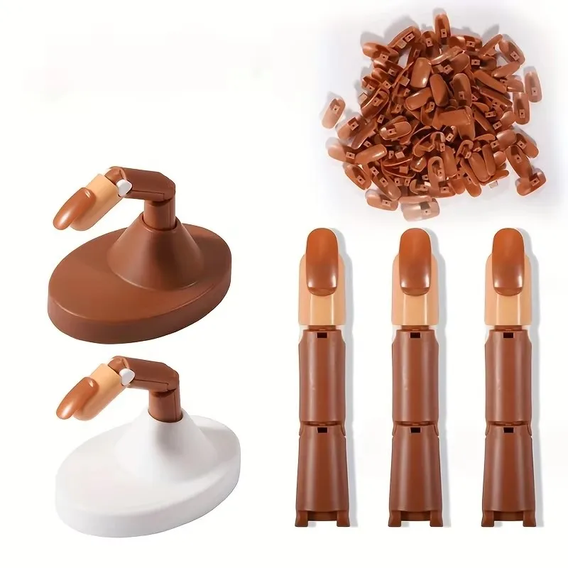 Detachable Beginner Practice Fake Nails Silicone Nail Set Mechanical Practice Hand Movable Fingers with Base