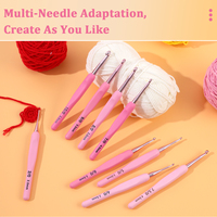 9Pcs Mix Size 2mm-6mm Crochet Hook Knit Weave Yarn Craft Knitting Needle Plastic Handle Knitting Hooks Needles Tools DIY Set