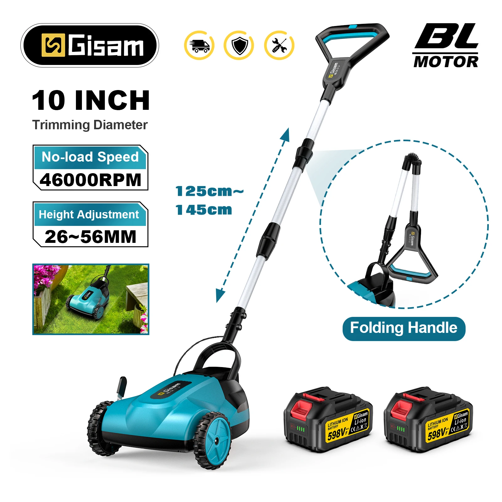 

10Inch 46000RPM Brushless Electric Lawn Mower Cordless Grass Trimmer Home Garden Landscaping Cutter For Makita 18V Battery Pin