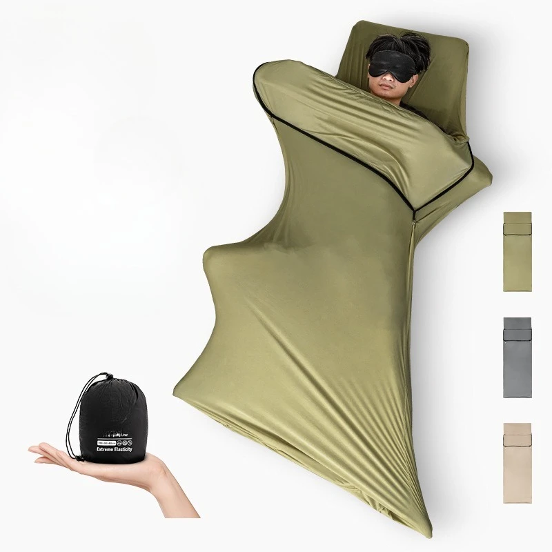Ultra Light Envelope Anti-dirty Sleeping Bag Liner, Elastic Washable Bed Sheet For Hotel Business & Camping