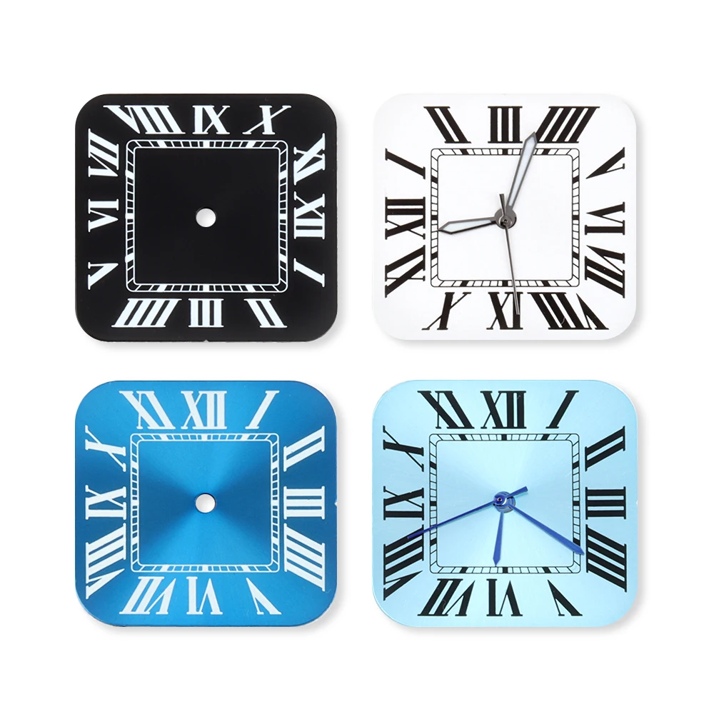 

27mm Square Roman Watch Dial Hand Stainless Steel For Santos Case NH35 NH36 NH38 Movement Watch Face Watch Repair Modification