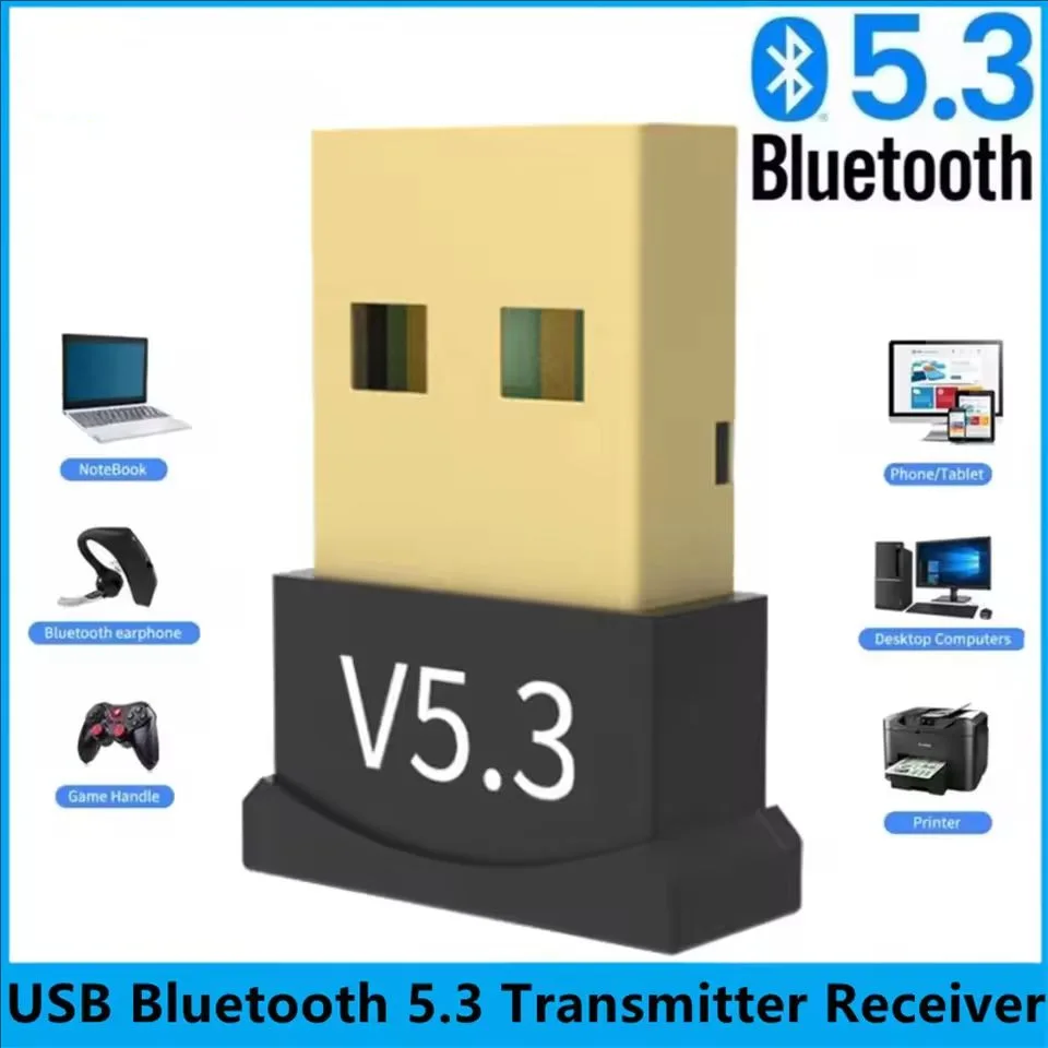 USB Bluetooth 5.3 Adapter Transmitter Receiver Bluetooth Dongle Wireless USB Bluetooth 5.1 Audio Adapter for Computer PC Laptop