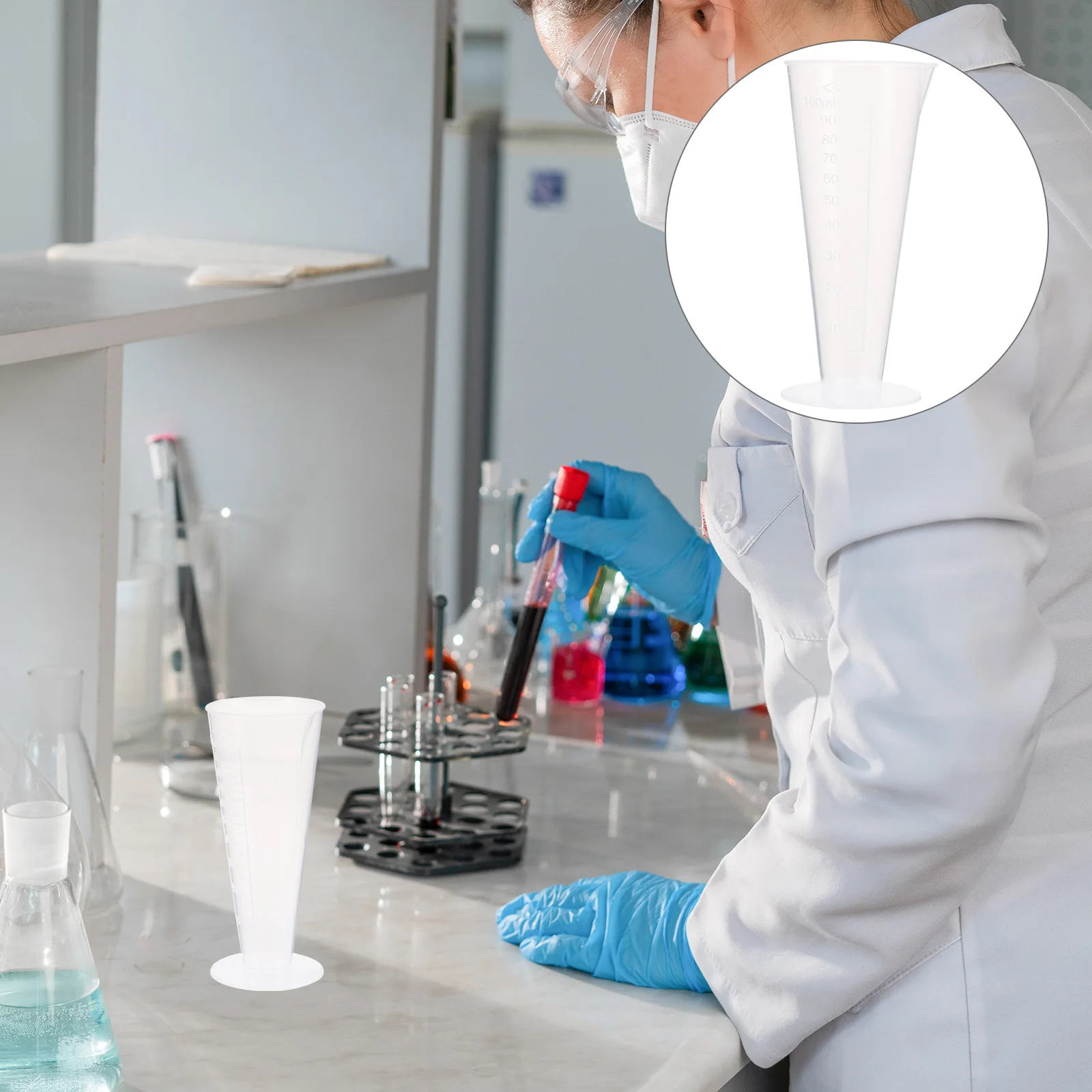 

100Ml Transparent Plastic Measuring Beaker Kitchen Laboratory Use Graduated Measurement Cup Lightweight 12.5Cm Height