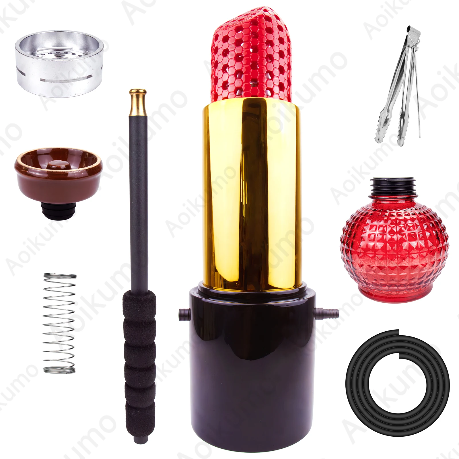 Big Red Lipstick Hookah with All Accessories Luxury Nargile Sheesha Narguile Chicha Cachimbas Shisha Complete Set