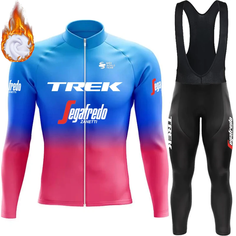 

Thermal Fleece Cycling Jersey TREK Men's Jacket Clothing Bib Tricuta Man Winter Bike Clothes Suit Mtb Team Uniform Pro 2025 Set