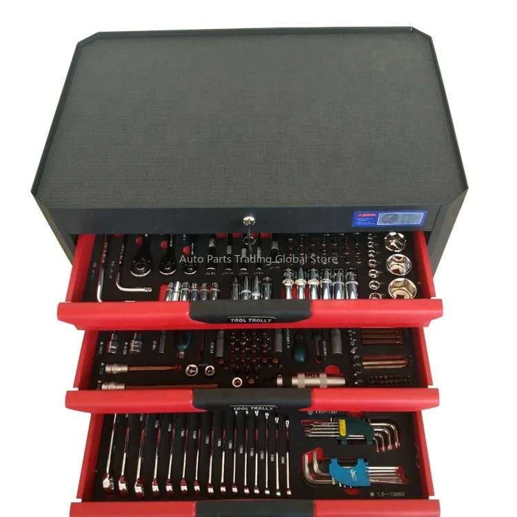 

Movable Customized Red Iron Tool Box With Wheels