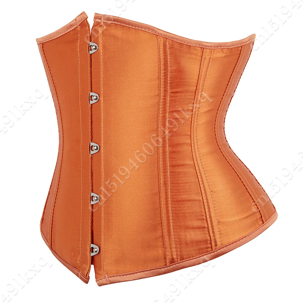 Underbust Corset Women Sexy Corset Lingerie Lace Up Corset Orange