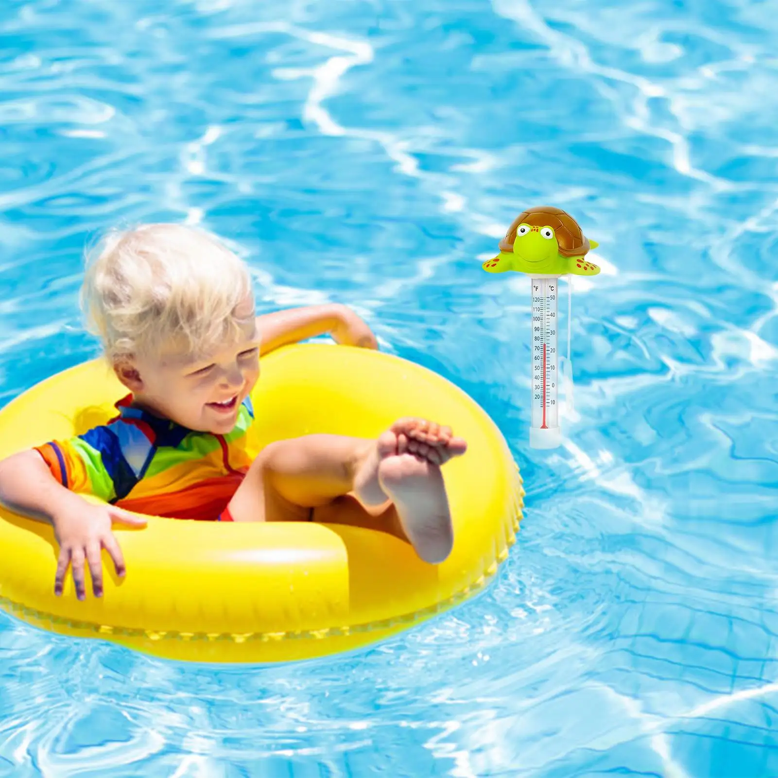 Pool Temperature Gauge Turtle Design Water Temperature Gauge Floating Easy Read Waterproof Measuring Device for Kids Bath
