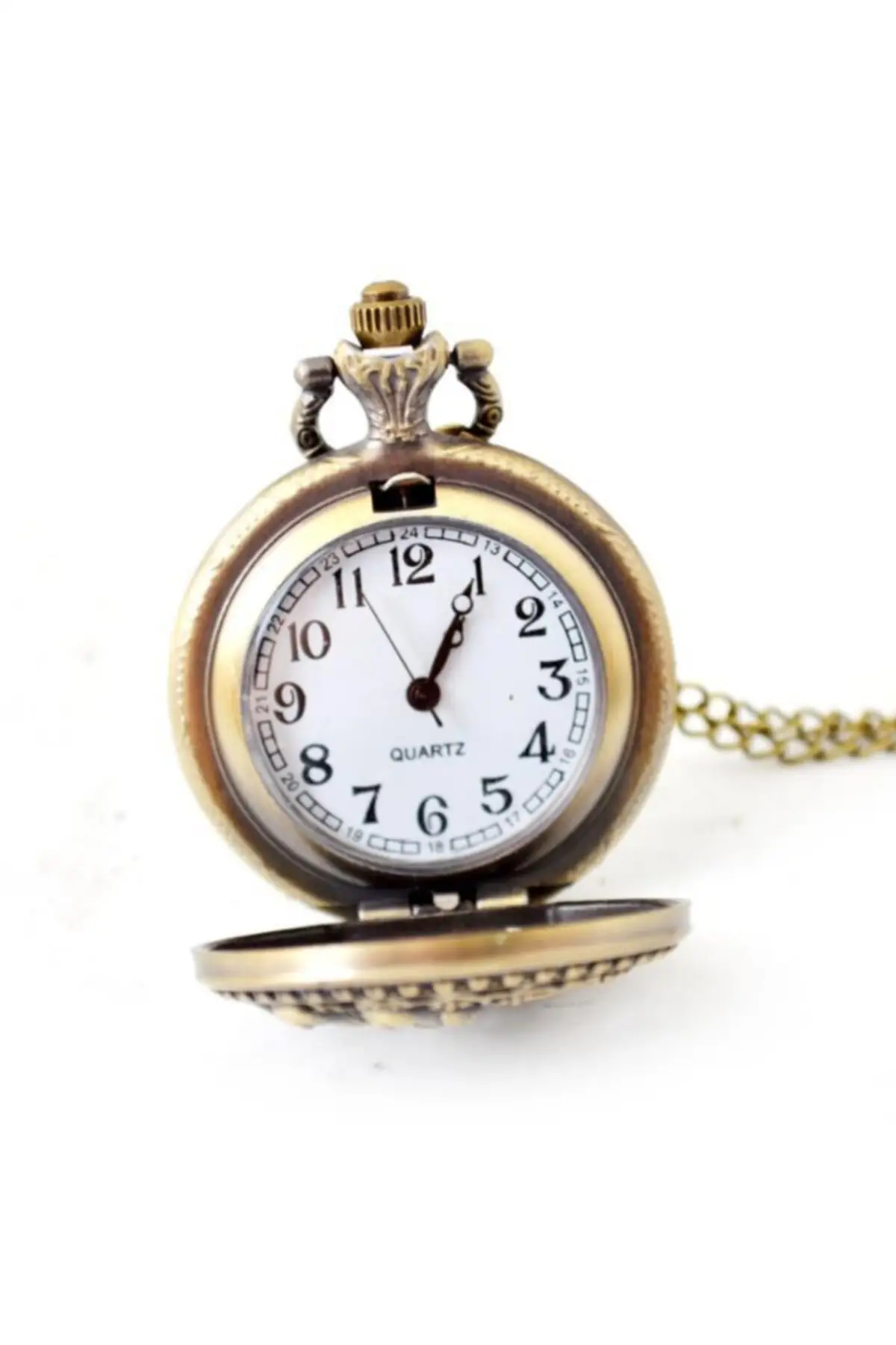 Uras Bronze Girl Tower Pattern Quartz Köstekli Mini Pocket Watch Necklace Vintage Watch Men Women