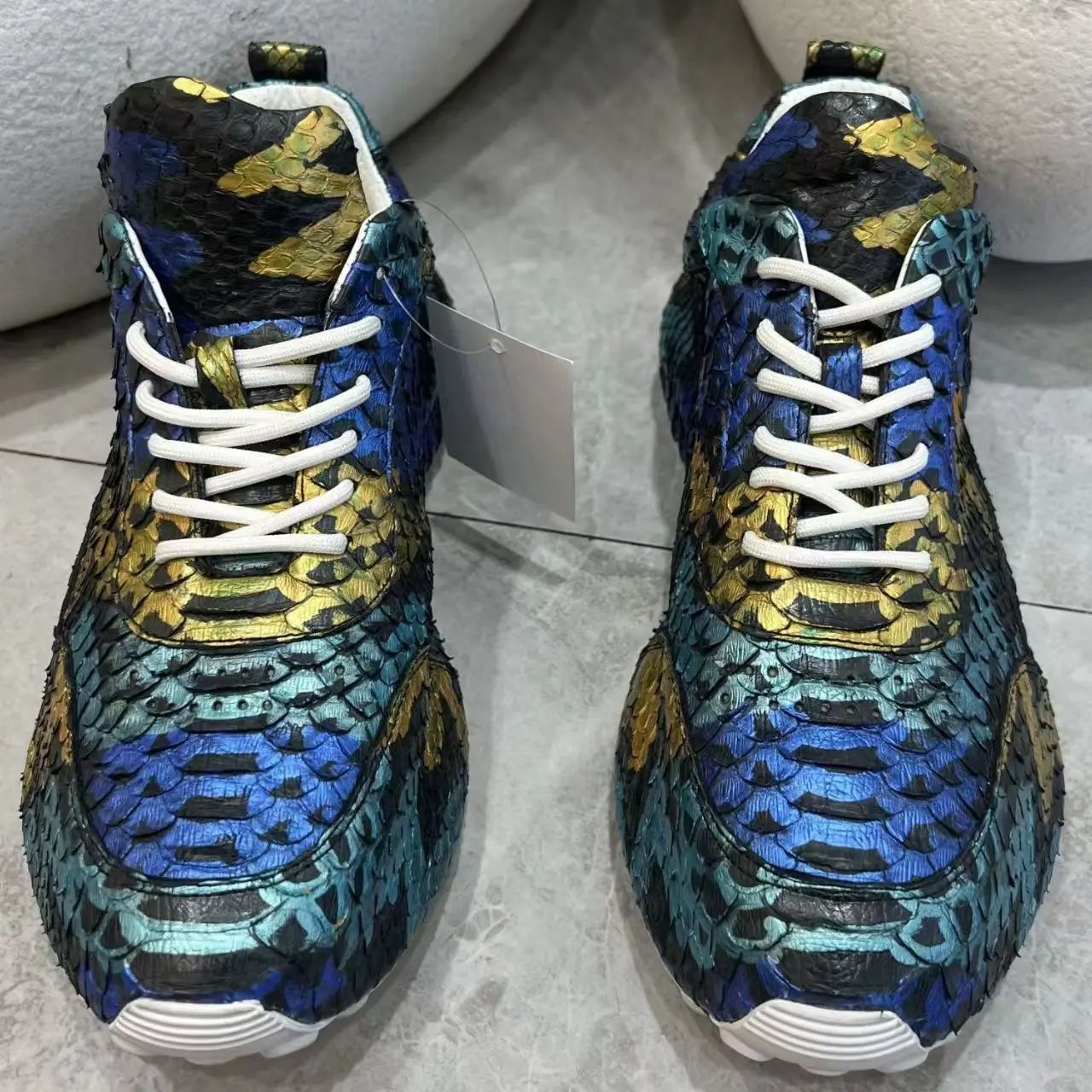 

2025 new arrival Fashion Python skin causal shoes men,male Genuine leather sneakers pdd560