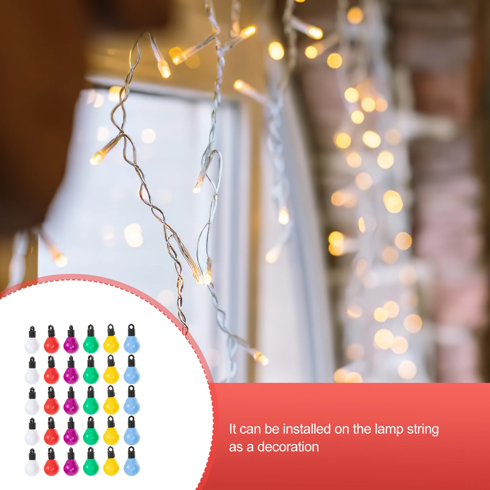 

DIY Plastic Bulb Beads Christmas Decorations Xmas Pendant Craft Materials Jewelry Accessories Mini Bulbs for Handmade Projects