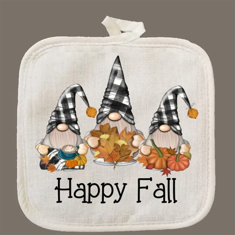 Happy Fall Gnomes Oven Mitt  Pot Holder Set Gnome Thanksgiving Oven Mitts Gifts for Mom Autumn Decor Fall Season Kitchen Gifts