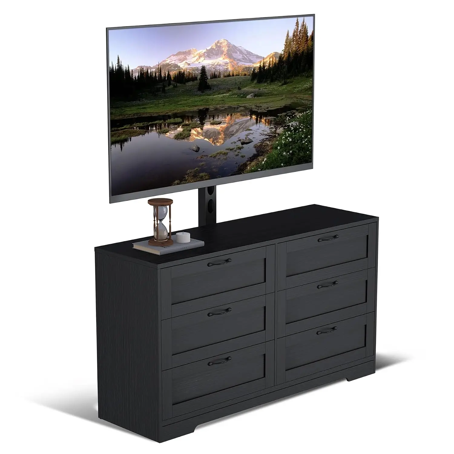 TV Stand with Mount & 6 Drawers for Living Room Bedroom Fits 32-80 Inch TVs Height Adjustable Wood Media Console, Customized