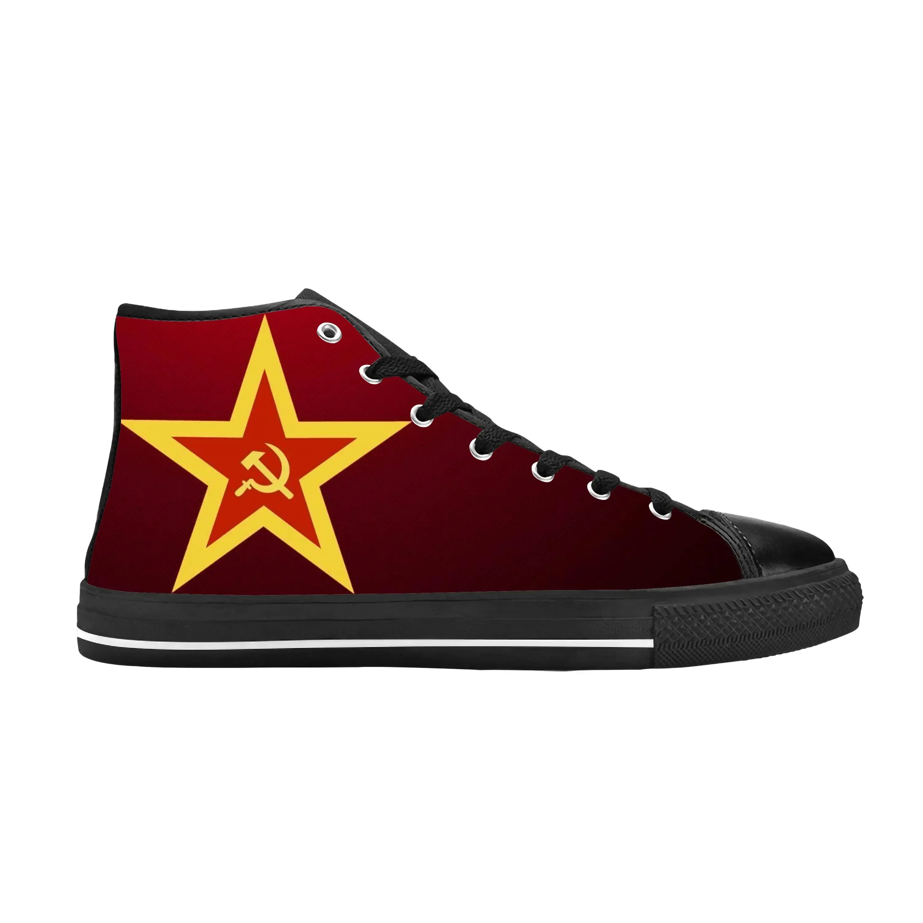 

Soviet Union CCCP USSR Flag Russia Hammer Sickle Casual Cloth Shoes High Top Comfortable Breathable 3D Print Men Women Sneakers
