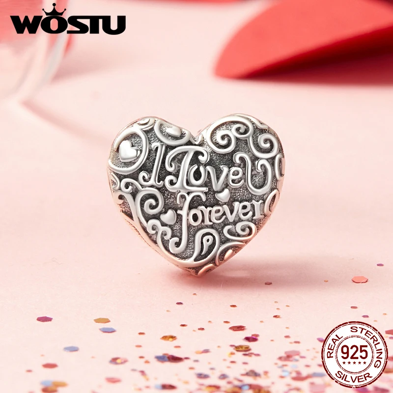 WOSTU Thanksgiving DIY Gift Forever Love Charm Natuurlijke Parel Schelp Hanger Retro Hartvorm Kraal Fit Originele Armband Ketting