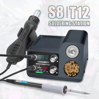 T12 Soldering Station With 858 Hot Air Gun Compatible Fast Heat Auto Sleep Handle 72W-700W Power For Welding Tool