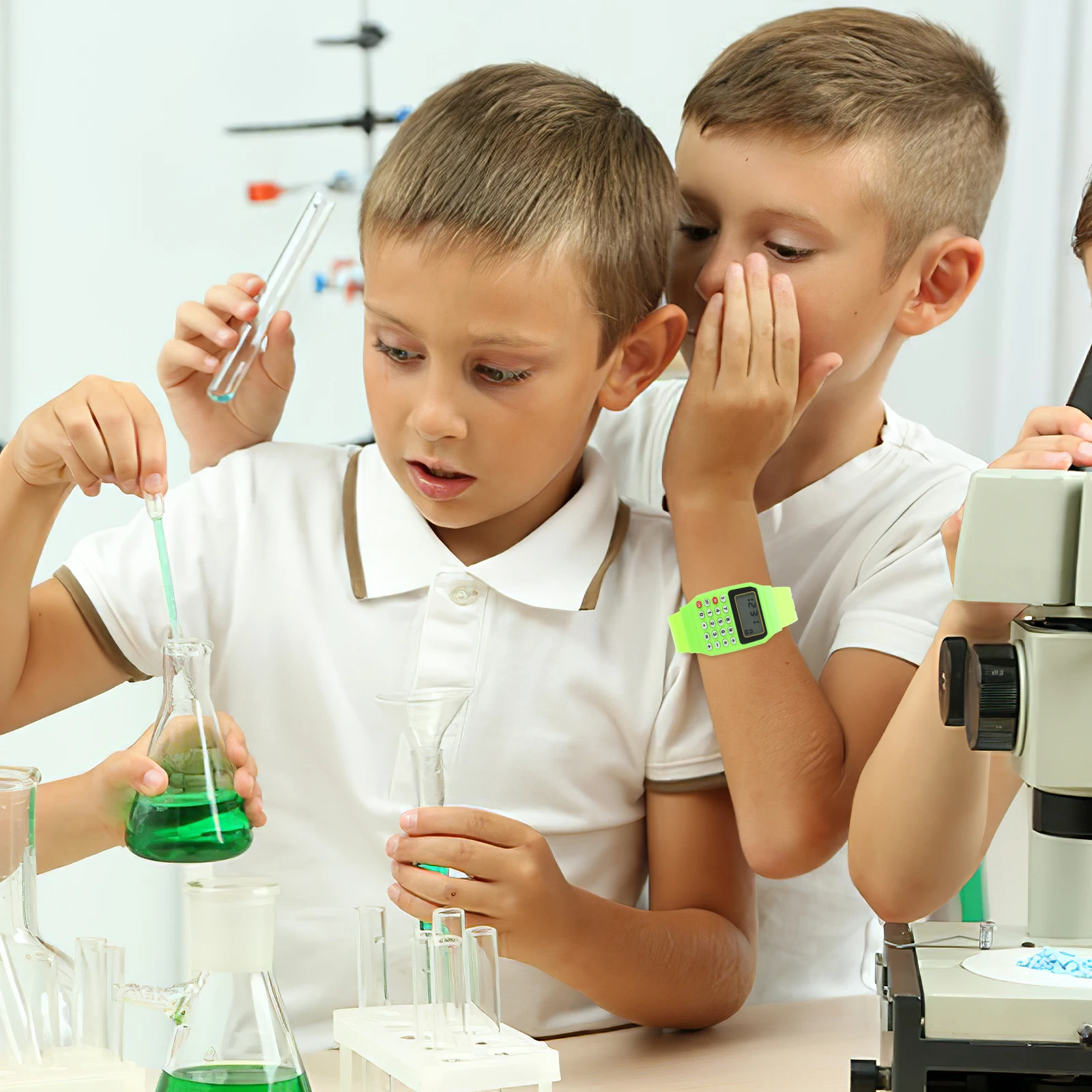 2 pçs crianças calculadora relógio com função matemática criativo wearable gadget para crianças ferramenta de aprendizagem verde