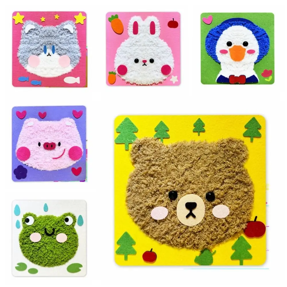 Urso tecelagem materiais artesanal lã pintura diy dos desenhos animados animal artesanal poke música artesanal bordado arte designer