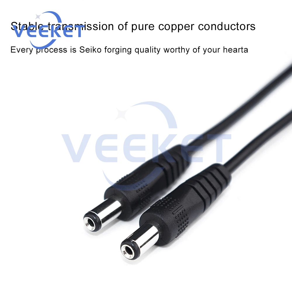 22AWG تيار مستمر 5.5X2.1 تمديد سلك كابل الطاقة 0.5 متر/0.25 متر/1 متر/2 متر ذكر إلى ذكر موصل وصلة كابل سلك PVC أسود