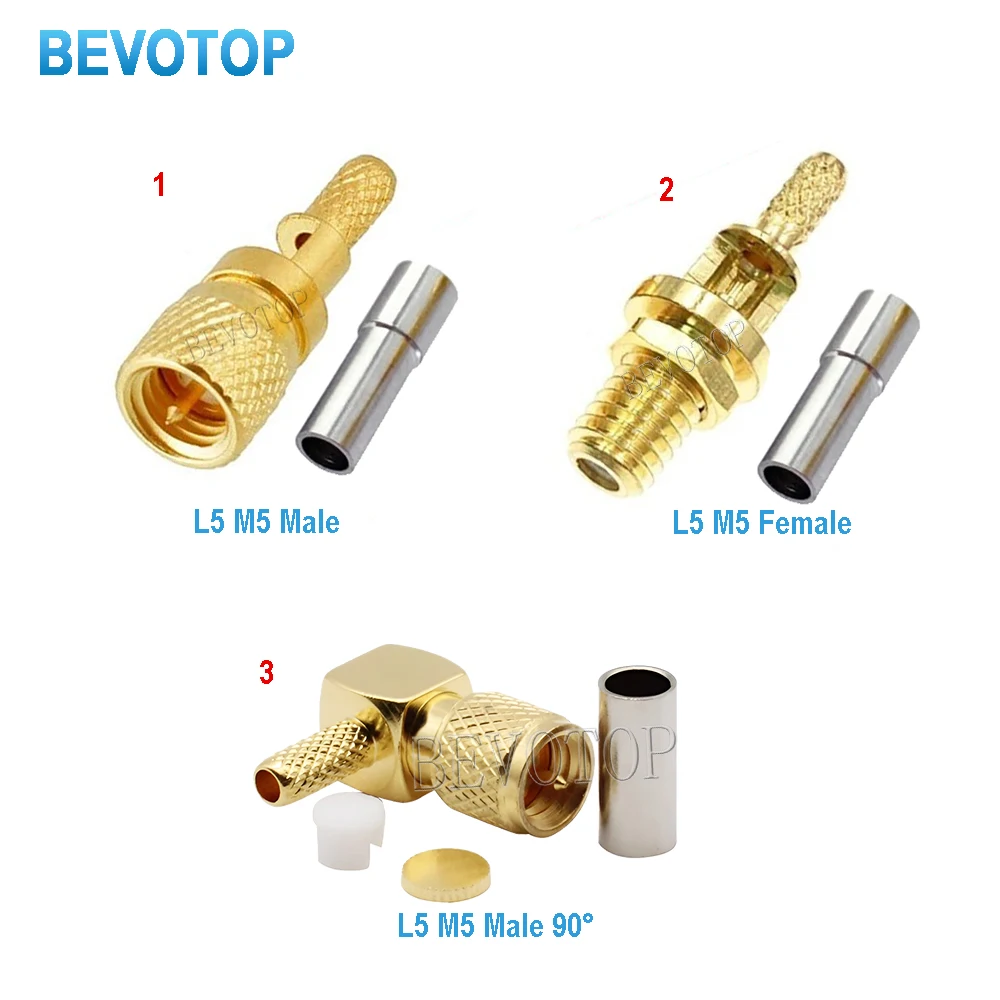 10PCS M5 Microdot Compatible Connectors Male 10-32UNF For RG174 RG316 RG178 Ultrasonic Flaw L5 Connector BEVOTOP