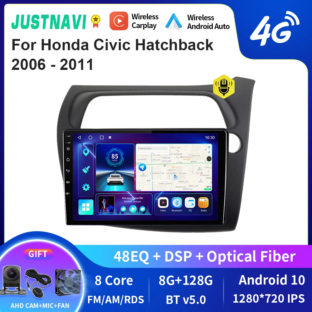 

JUSTNAVI QT10 Android For Honda Civic Hatchback 2006 - 2011 RHD Stereo Car Radio CarPlay Multimedia Autoradio GPS Video Player