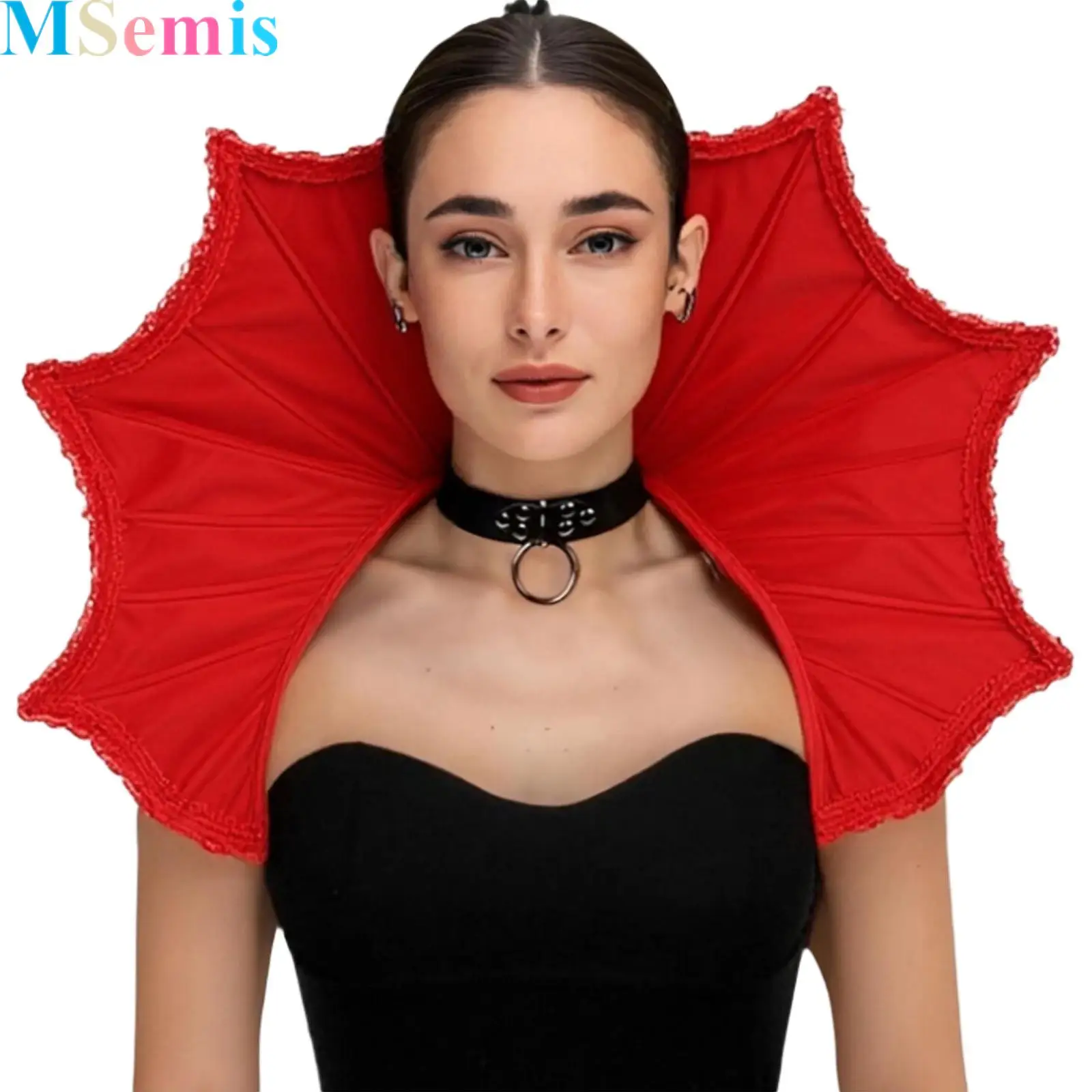 

Women Velvet Gothic Victorian Vampire Collar Cape for Halloween Cosplay Festival Carnival Party Dress Up Costume Accessory Prop