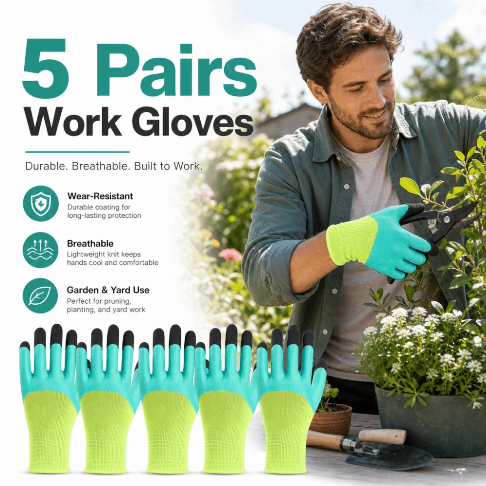 5pairs Disposable Nitrile Gloves Full Finger Anti Slip Safety Work Gloves Garden Gloves Industrial Protective Gloves