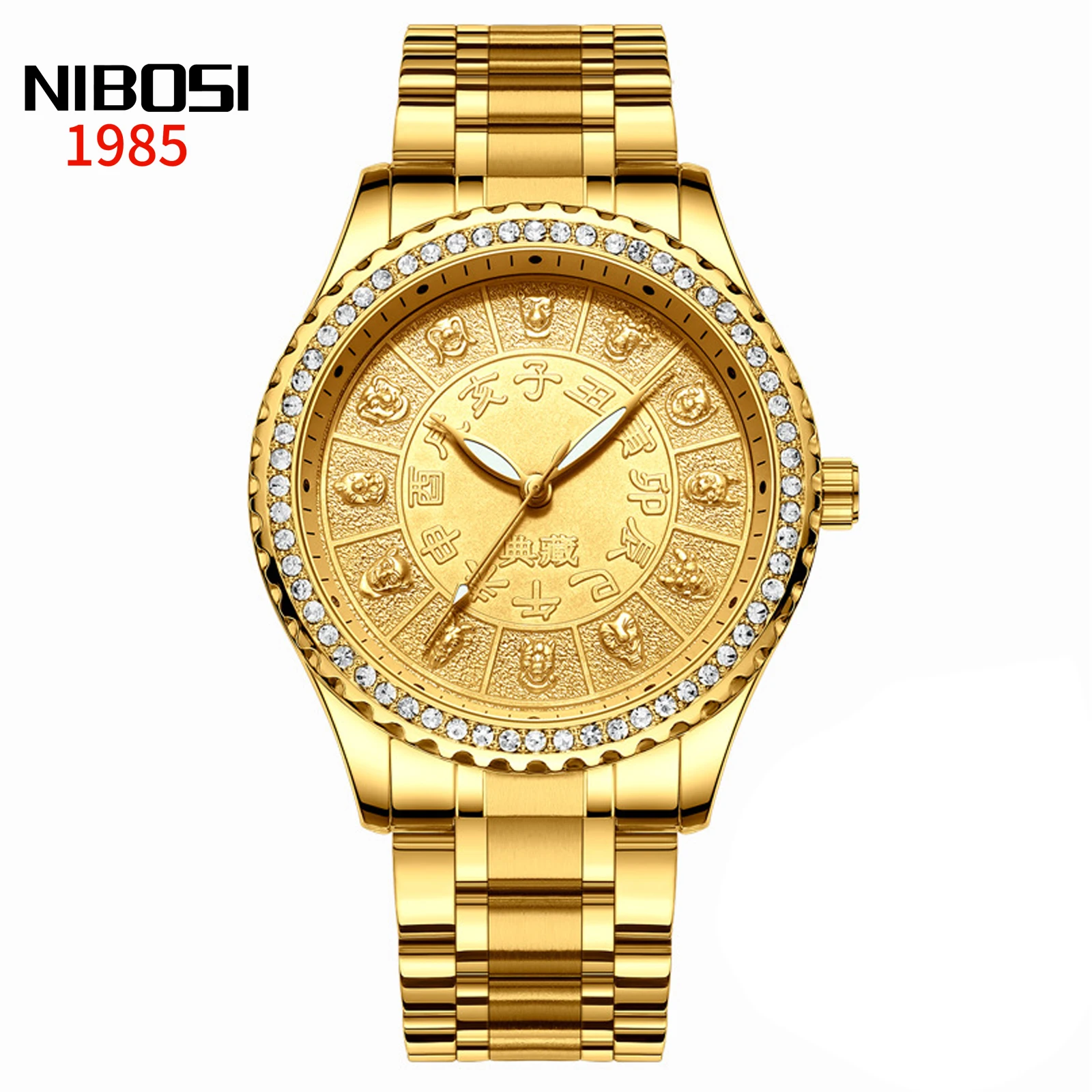 

Gold Men Quartz Watch Luxury Watch for Man Waterproof Stainless Steel Strap Clock Led Display Mens birthday Gift Calender Clock