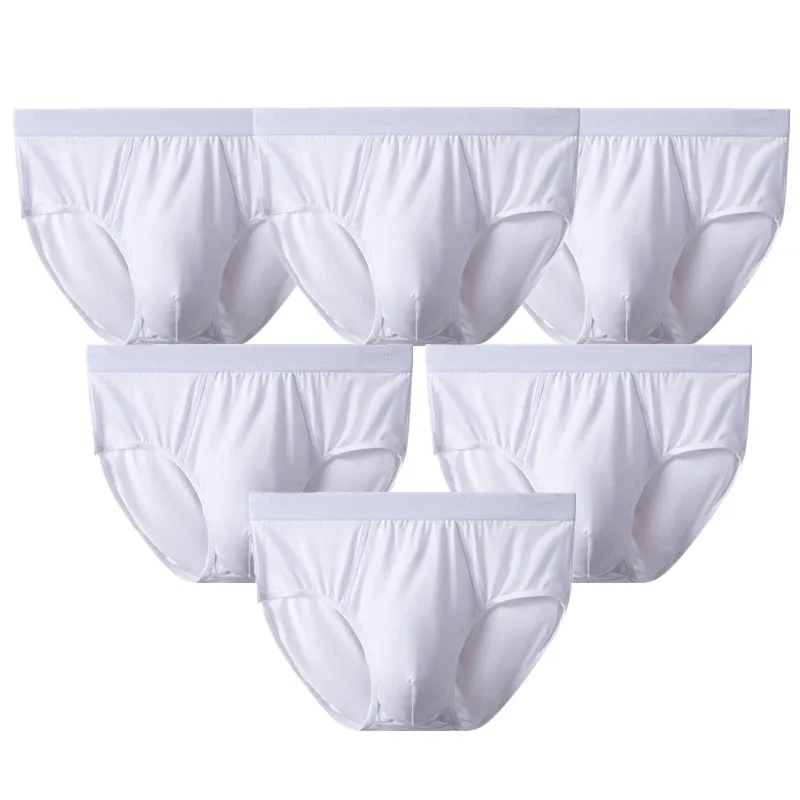 

6 Pcs/Lot Men Big Size Solid Briefs White Underwear Knickers Undies Tighty-whities Undershorts Sexy Lingerie Panties Underpants