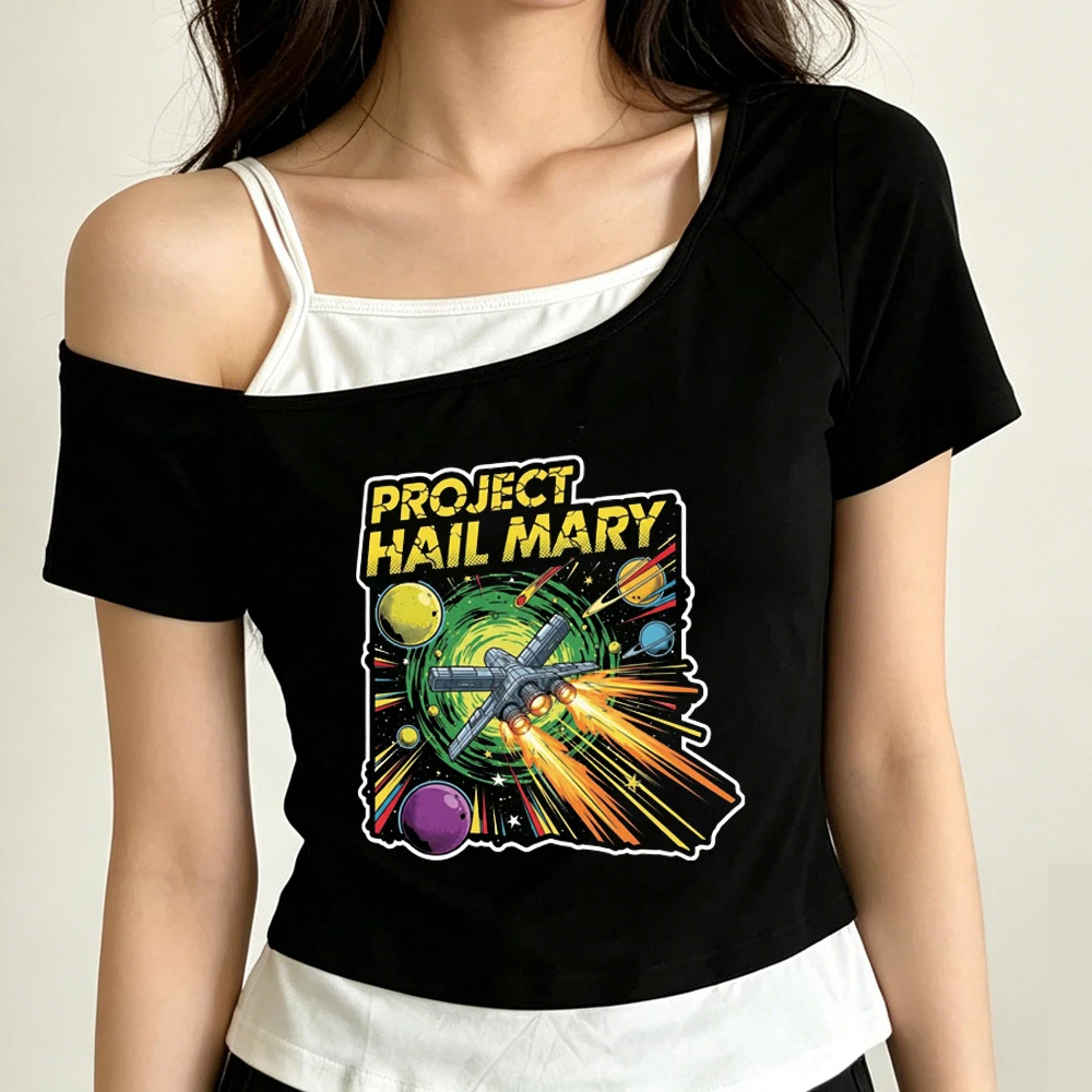 Camiseta corta Project Hail Mary para mujer, moda coreana kawaii, camiseta de fiesta estilo baddie japonesa, jojifuku, estilo vintage kawaii barato de Japón