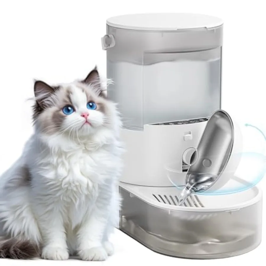 

Cat Water Fountain No Filters Wastewater Wireless Stainless Steel Cordless Pet Dispenser Fountains for Cats Indoor Catit Bowl D