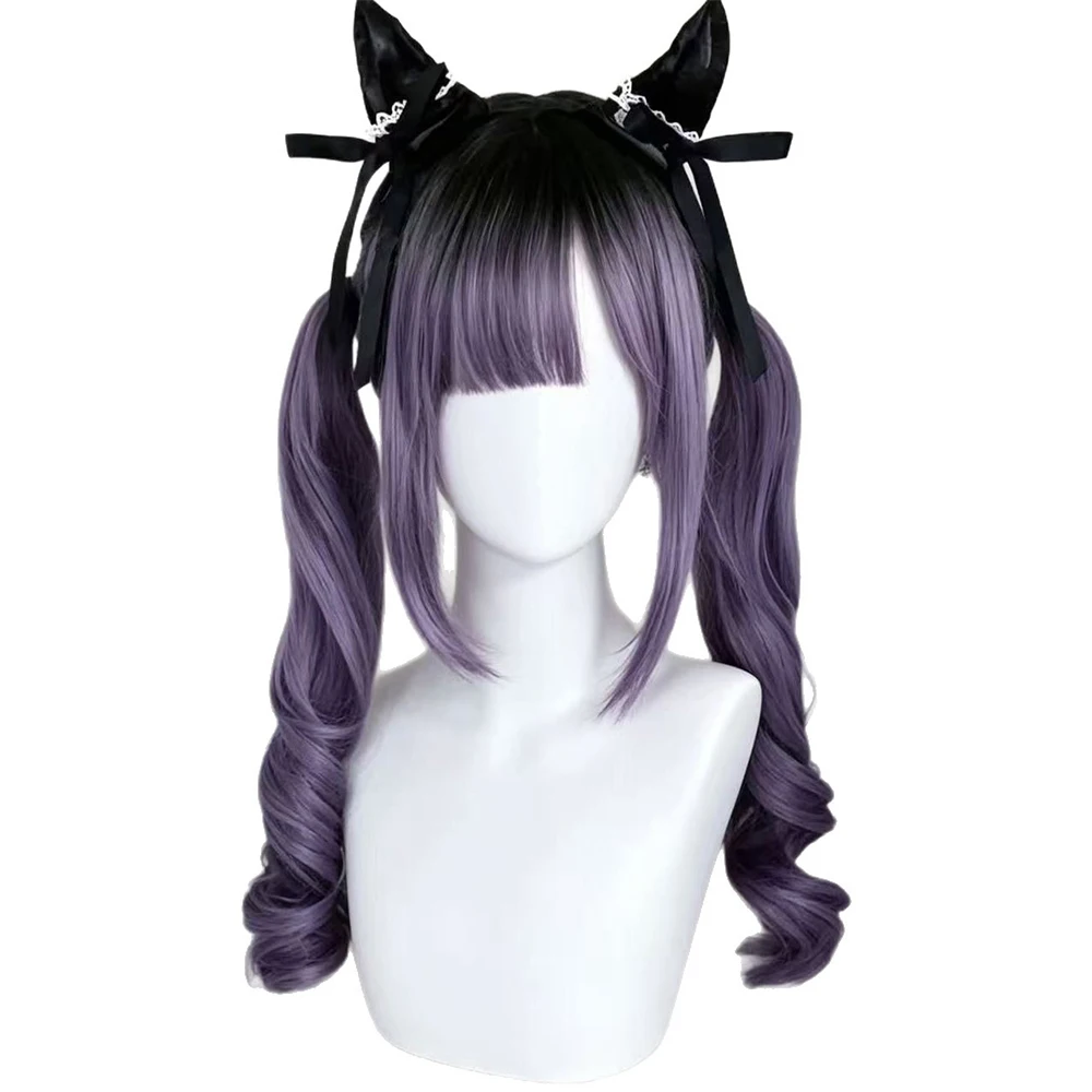 Picture 7: Long Wavy Synthetic Wig Blackish Purple Cosplay Wig with Bangs Sweet Cute Lolita Wigs Halloween Costume Wig for Women