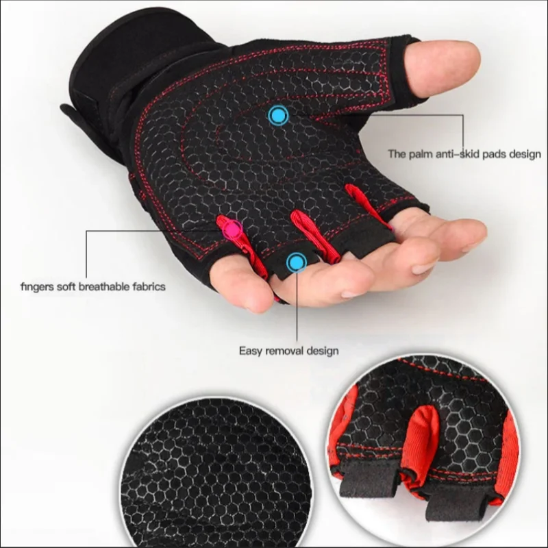 Fitness Half Finger Gloves Men And Women Wrist Guard Sports Dumbbell Riding Non Slip Horizontal Bar Exercise Training