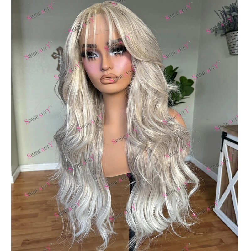 

Fringe Wavy 100% Human Hair Platinum Blonde 13x6 Deep Part Lace Front Wigs for Black Women Glueless Transparent Lace Wigs Remy