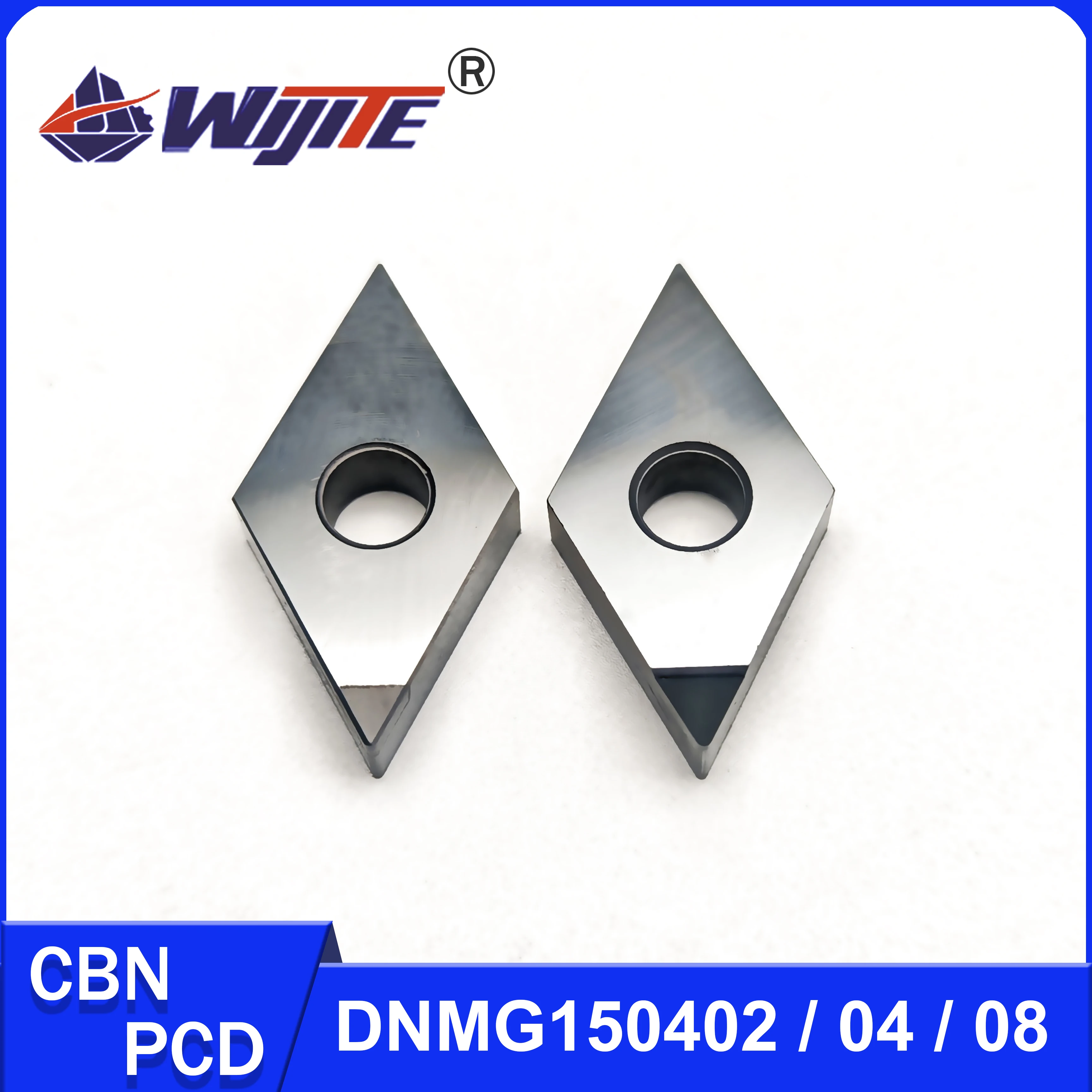 

PCD DNMG150402 DNMG150404 DNMG150408 tool is used for aluminum, copper and carbon fiber.Hard steel processing with CBN tools