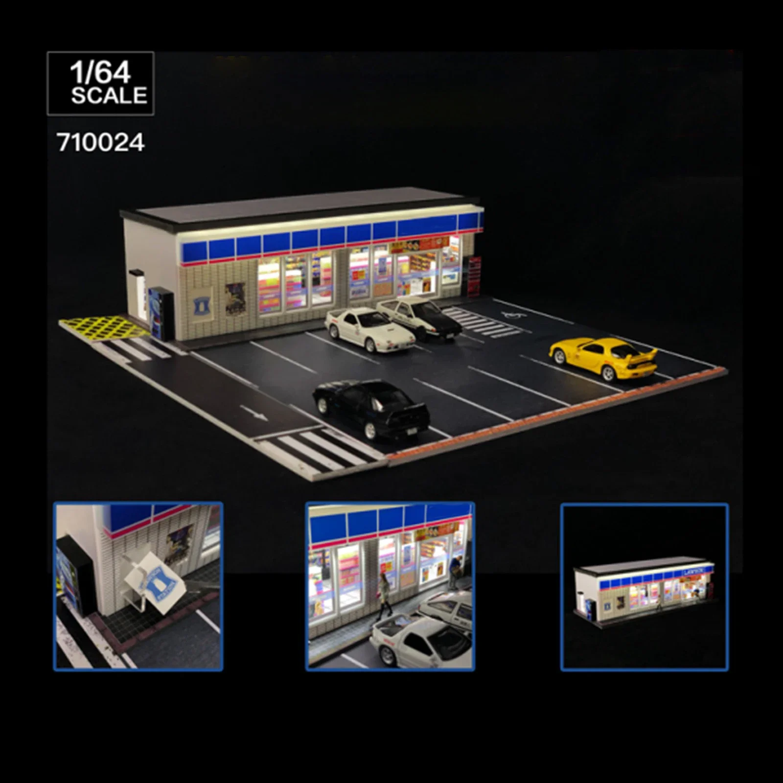 New 1:64 Garage LED lights Diorama LAWSON/ STAR COFFEE SHOP Acrylic PVC model Children's Day gifts for friends