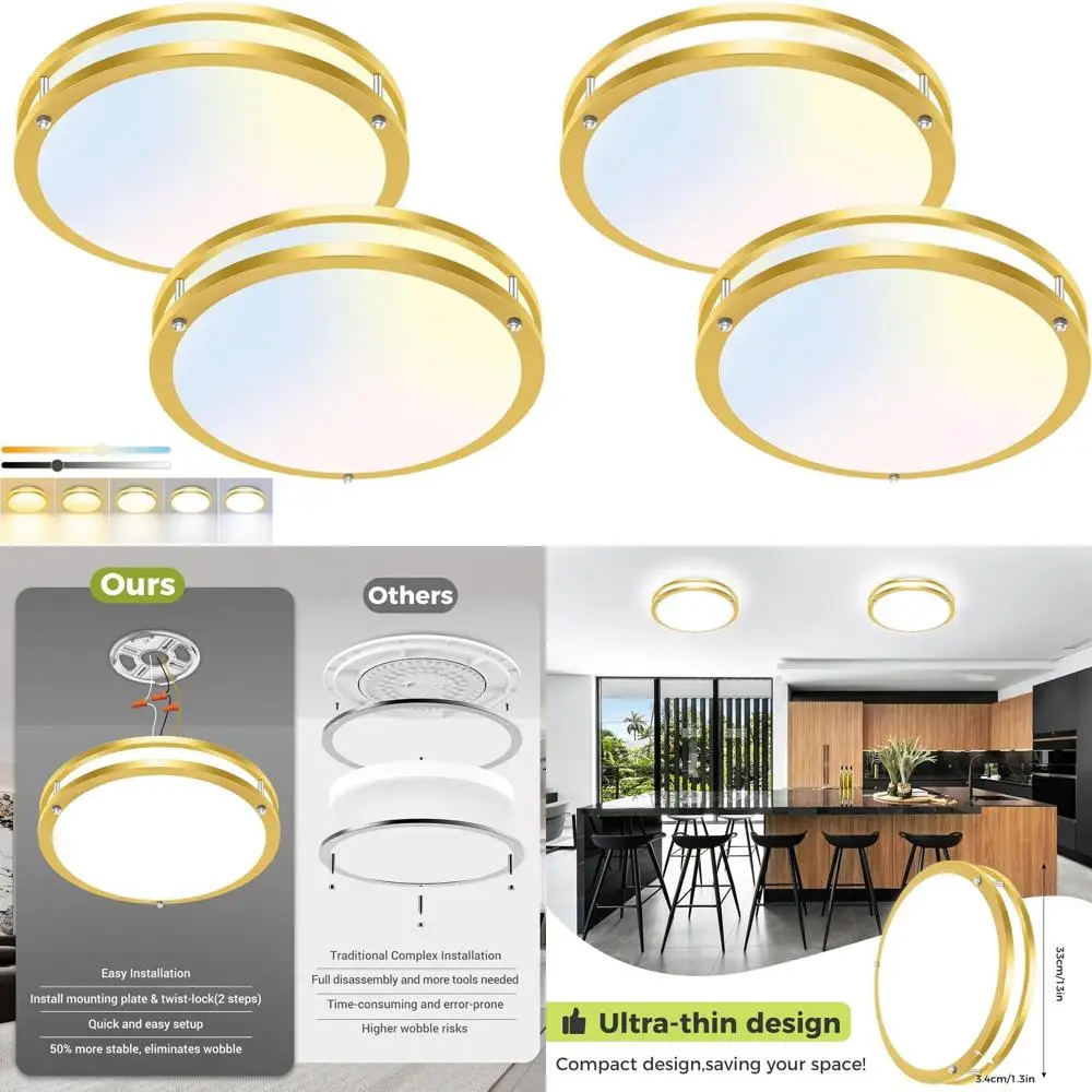 

Комплект из 2 диммируемых потолочных светильников 13-24 Вт с регулируемой яркостью, 5CCT, для кухни, ванной, спальни и прихожей