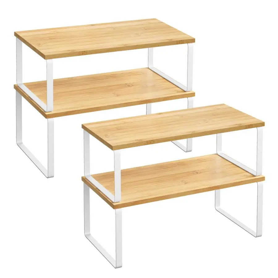 

Набор из 4-х полок-органайзеров для кухонного шкафа, полки для кухонной столешницы, хранение на кухне, подставка для специй, штабелируемые, расширяемые, металлические и из инженерного пластика