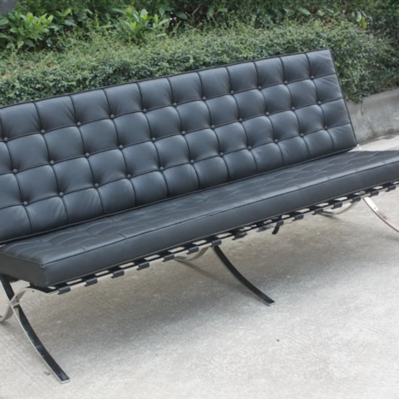 

CL3001 three-imported leather black Barcelona chair three-seat sofa