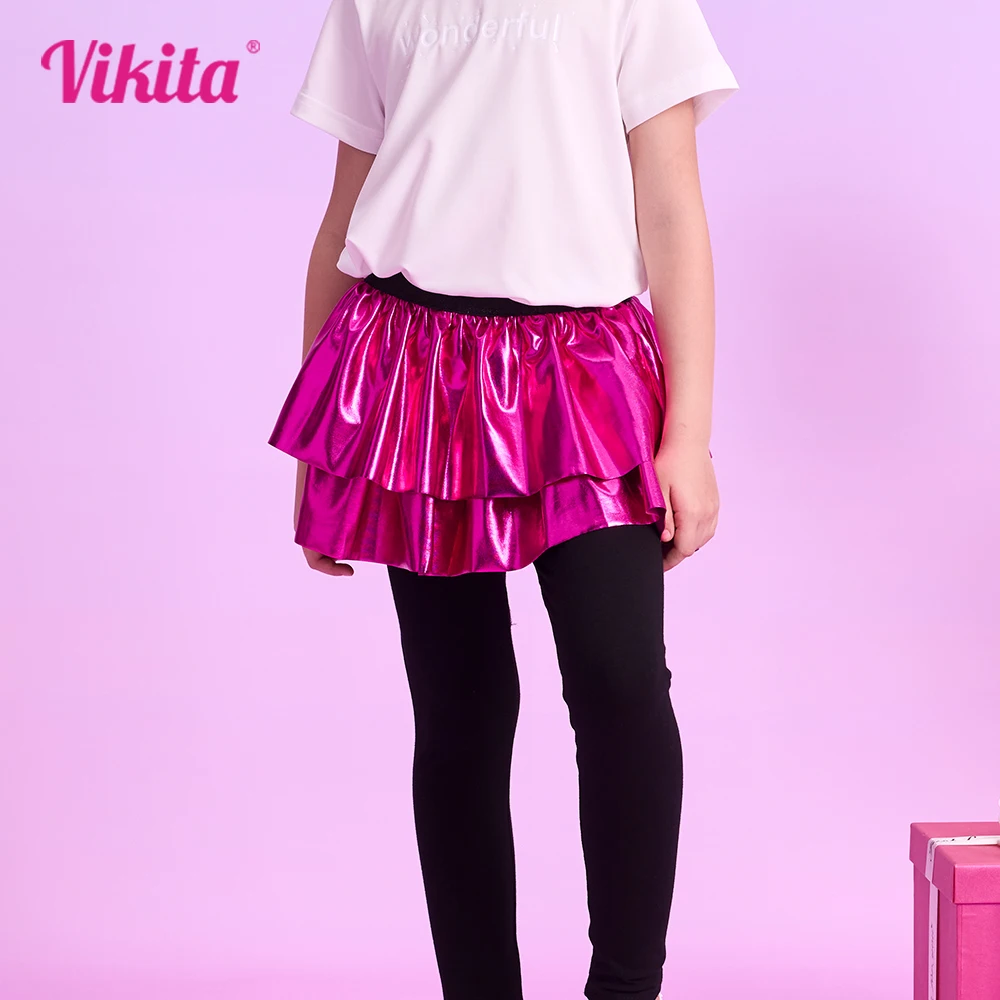 

VIKITA Girl Pants with Skirt Girls Birthday Party Princess Skinny Pencil Pants Kids Fake 2 Pcs Trousers with Skirt Kids Clothing