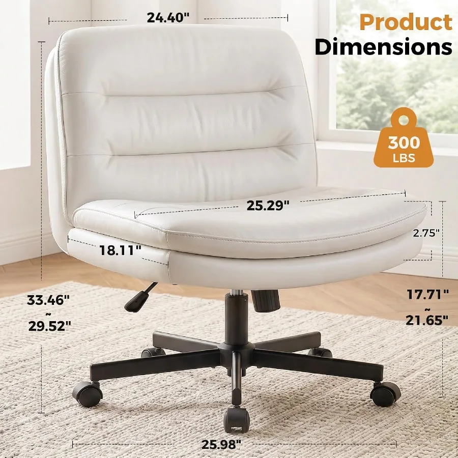 Criss Cross Office Chair Armless Vanity Chair with Comfy Seat
