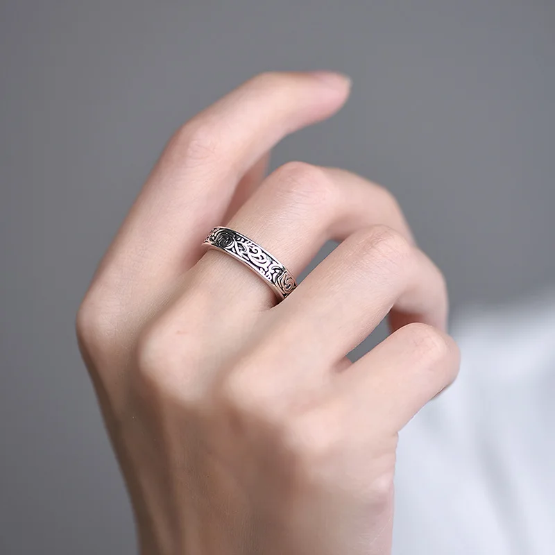 New 925 Silver Ring Vintage Pattern for Women Sterling-Silver Wedding Simple Jewelry Gifts Accessories Fashion Party Ring image 5