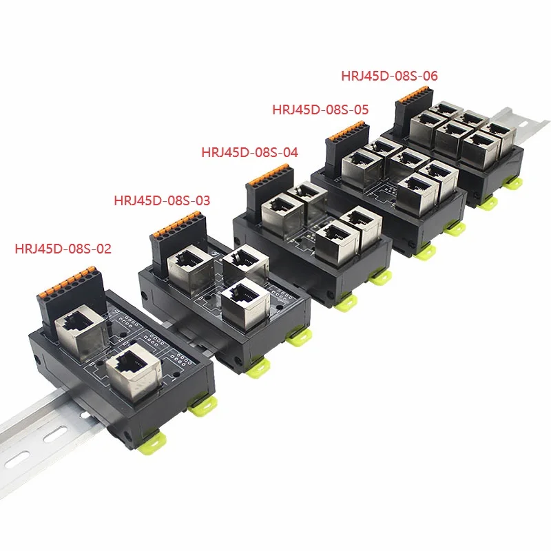 Kontak Cepat RJ45 female ke terminal block ,RJ45 8P8C Horizantal Breakout board RJ 45 splitter RJ45 adapter Din Rail Mounting