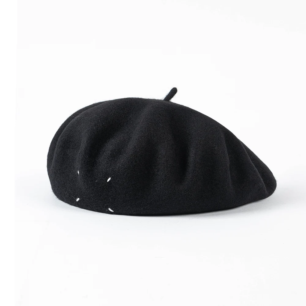 

Women Fashion Wool Beret With Sewing Cord